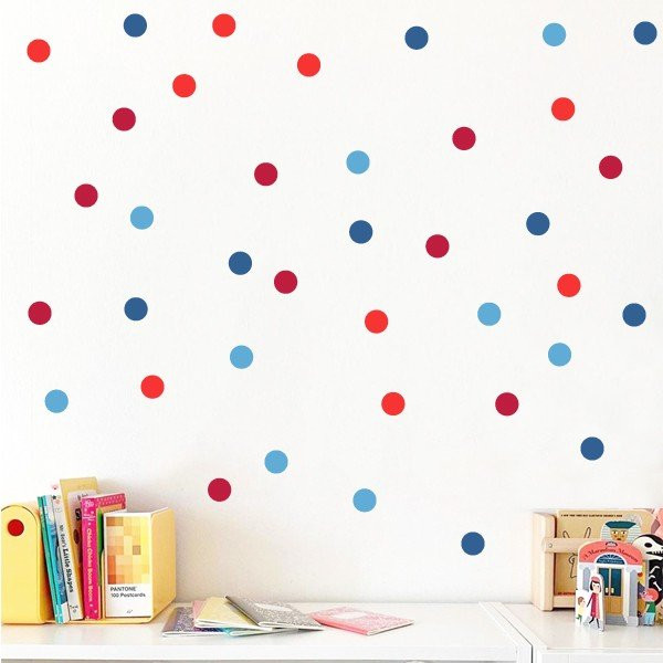 Mini confetis en tons blau i vermell - Vinil decoratiu per a parets