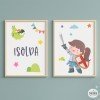 Quadres infantils personalitzables. Cavallera medieval. Decoració infantil