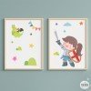 Quadres infantils personalitzables. Cavallera medieval. Decoració infantil