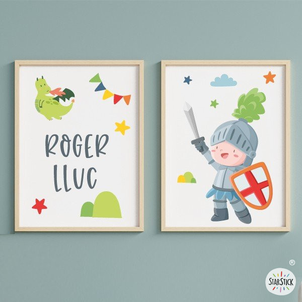2 quadres infantils - Cavaller medieval - Decoració habitacions de nens