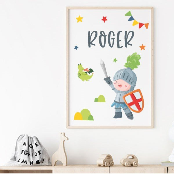Personalized children's poster - Medieval knight