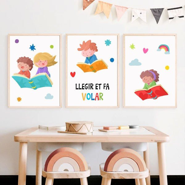 Pack de 3 láminas decorativas para colegios - El mágico mundo de la lectura