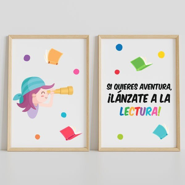 Pack de 2 làmines decoratives per a escoles - Llança't a la lectura