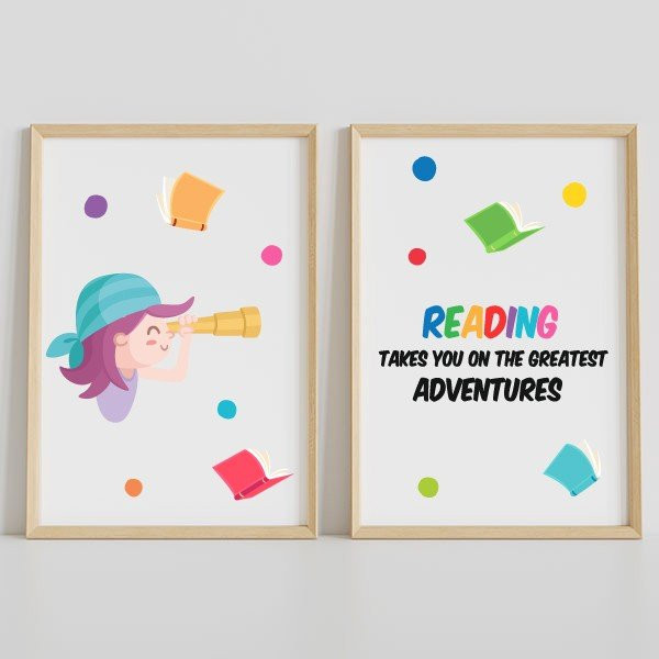 Pack de 2 làmines decoratives per a escoles - Llança't a la lectura