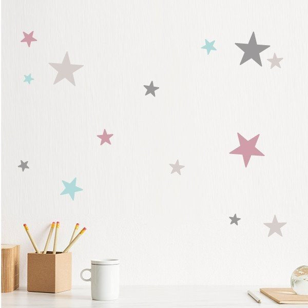 85 estrelles combinació rosa gris - Vinils decoratius - Decoració infantil