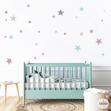 85 Stars grey rose combination - Decorative wall decals - Children's decoration