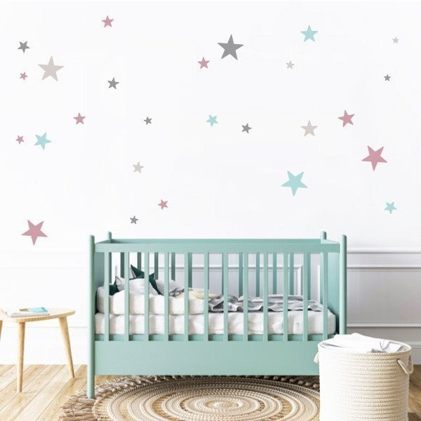 85 Stars grey rose combination - Decorative wall decals - Children's decoration