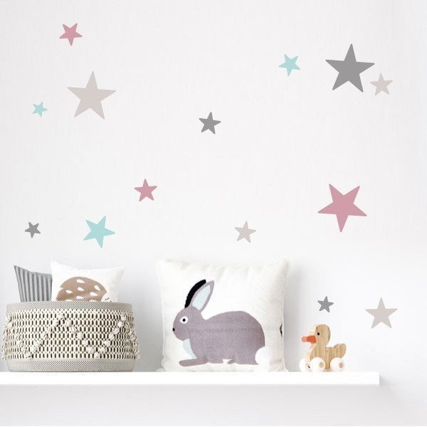 85 Stars grey rose combination - Decorative wall decals - Children's decoration