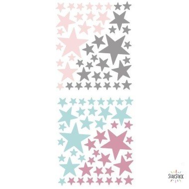 85 estrelles combinació rosa gris - Vinils decoratius - Decoració infantil