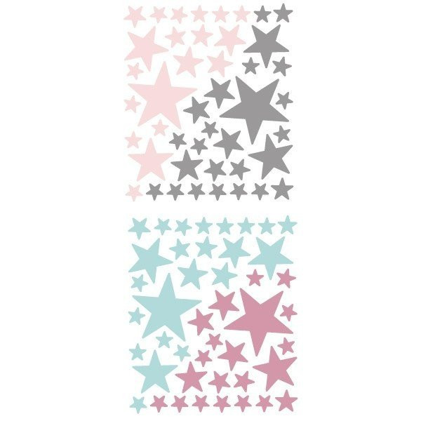 85 estrelles combinació rosa gris - Vinils decoratius - Decoració infantil