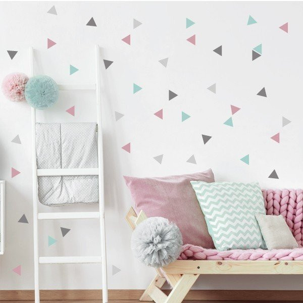 Vinils decoratius - Combinació de triangles Rosa gris - Decoració infantil i juvenil