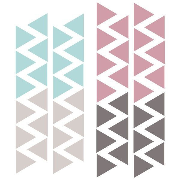 Stickers décoratifs - Triangles de combinaison Rose grise - Décoration enfants et jeunes