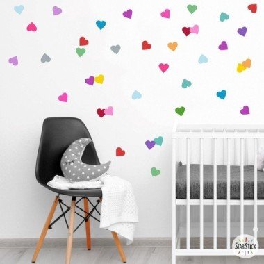 Confetti cœurs - Sticker muraux Stickers dots et confettis Les Tailles
42 coeurs
Taille de la feuille: 60x30 cm vinilos infantiles y bebé Starstick