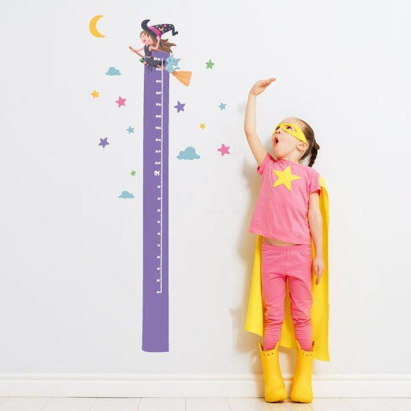 Vinilo medidor - Bruja voladora - Decoración infantil con vinilos