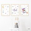 Pack of 3 customizable children's paintings - Flying witch