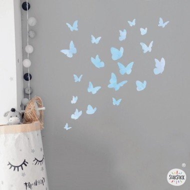 Stickers Papillons Bleu Aquarelle - Idées déco pour chambres d'enfants