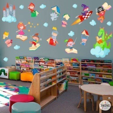 Children's story school library wall sticker - Children's wall sticker