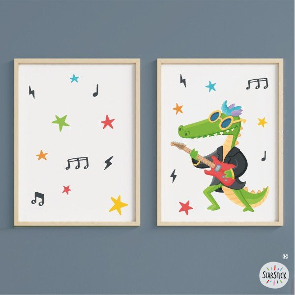 Pack de 2 tableaux enfants - Rocker Crocodile