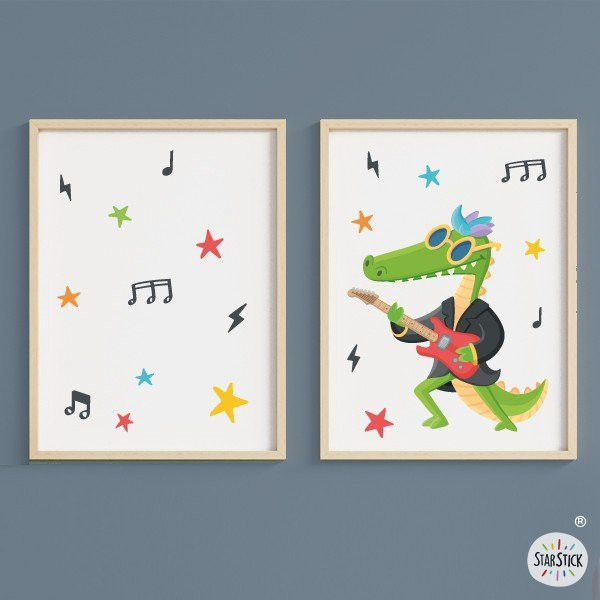 Pack de 2 tableaux enfants - Rocker Crocodile