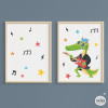 Pack de 2 tableaux enfants - Rocker Crocodile