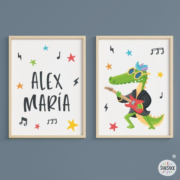 Pack de 2 tableaux enfants - Rocker Crocodile