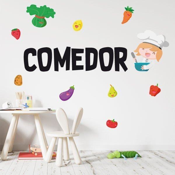Menjador amb cuinera - Vinils per a menjadors escolars