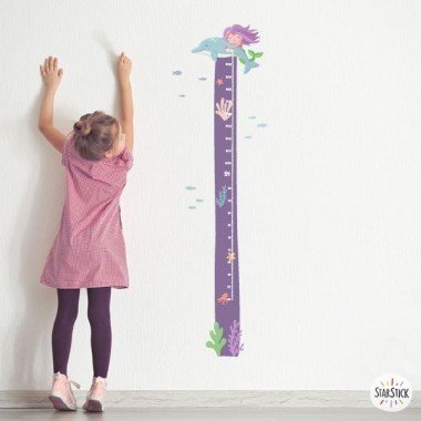 Sticker toise - Sirène avec dauphin - Idées originales pour décorer les chambres de filles