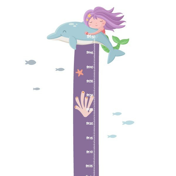 Kids meter decals - Mermaid with dolphin - Original ideas to decorate girls' rooms