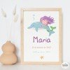 Tableau de naissance pour bébé - Sirène avec dauphin