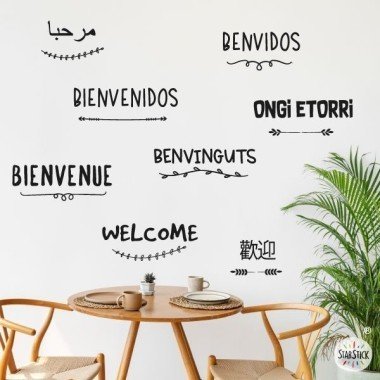 Bienvenue - Stickers multilingue pour décorer les murs