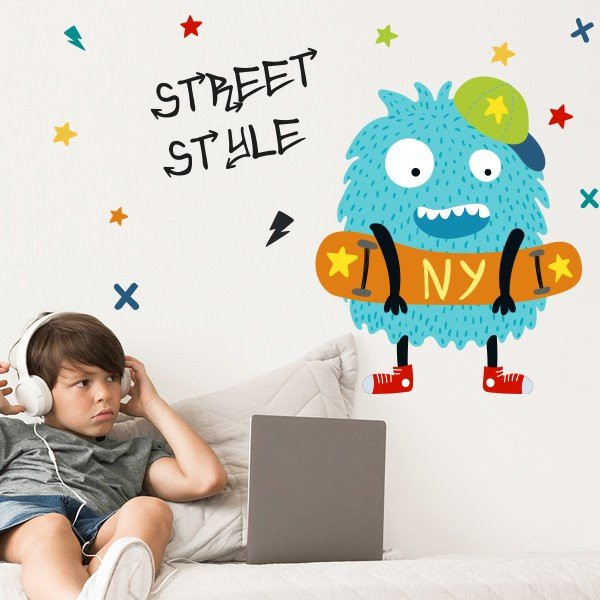 Youth stickers - Big monster skater - Decoration for youth rooms