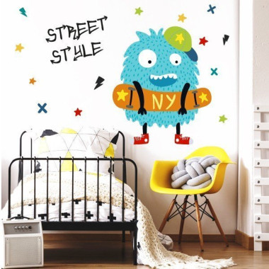 Youth stickers - Big monster skater - Decoration for youth rooms