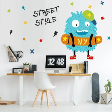 Youth stickers - Big monster skater - Decoration for youth rooms