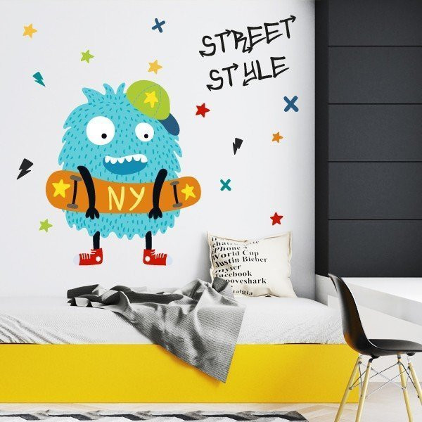 Stickers jeunesse - Big monster skater - Décoration pour chambres de jeunes