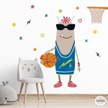 Stickers jeunesse - Big monster Basket - Décoration pour chambres de jeunes