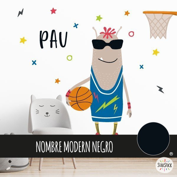 Vinilos jueveniles - Big monster Basket - Decoración para habitaciones juveniles