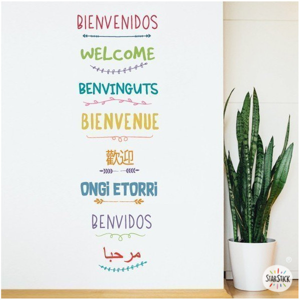 Bienvenue - Stickers multilingue pour décorer les murs