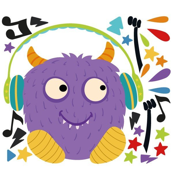 Vinilos decorativos - Big monster Music Lila - Vinilos decorativos originales