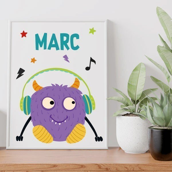Feuille décorative pour chambres de jeunes – Big Monster Music Lila