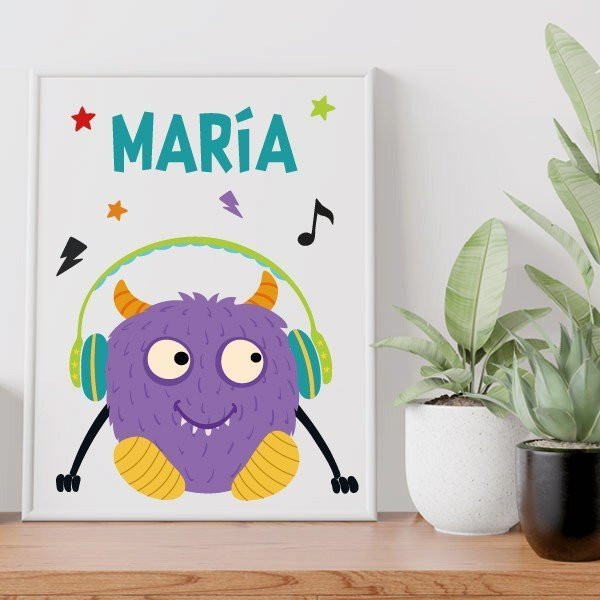 Feuille décorative pour chambres de jeunes – Big Monster Music Lila