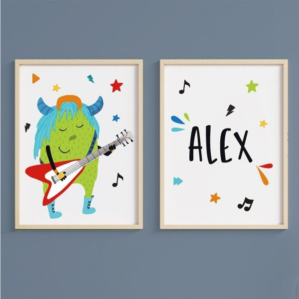 Pack amb 2 làmines - Big monster Music - Decoració d'habitacions juvenils