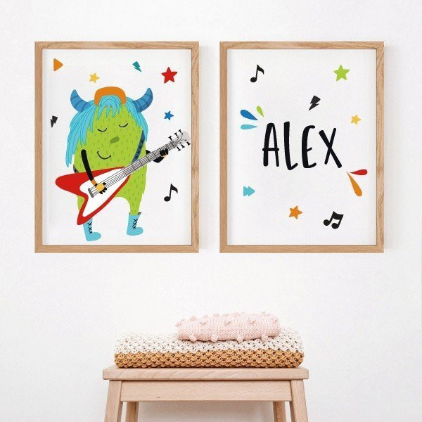 Pack amb 2 làmines - Big monster Music - Decoració d'habitacions juvenils