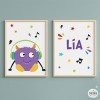 Pack de 2 feuilles - Big monster Music Lilas - Décoration chambre jeunesse