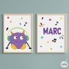 Pack de 2 feuilles - Big monster Music Lilas - Décoration chambre jeunesse