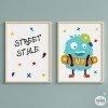 Set of 2 youth posters - Big monster skater - Original decoration for youth