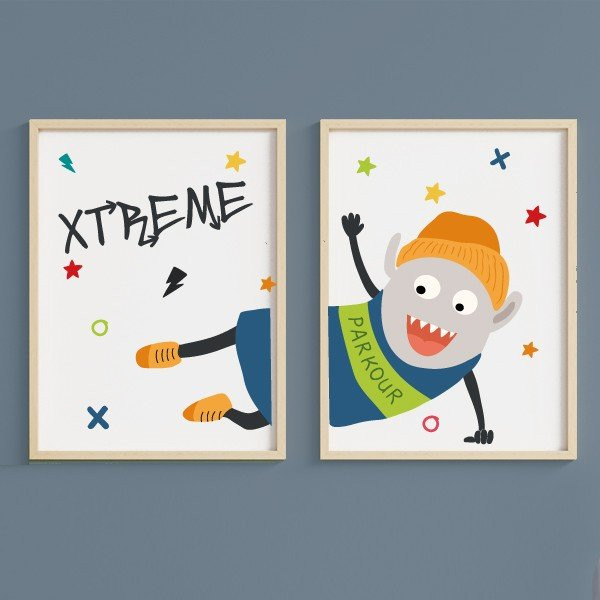 Original and fun youth decoration - Big monster Parkour - Pack of 2 sheets