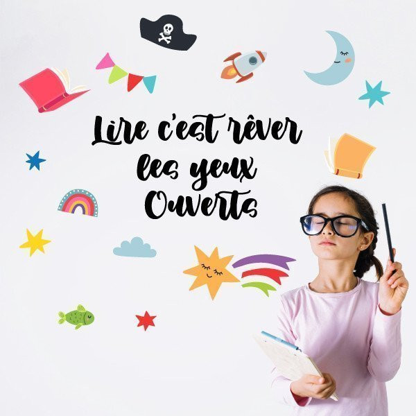 Choisissez la langue! Lire, c'est rêver - Stickers décoratifs pour écoles et bibliothèques