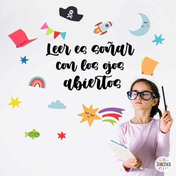 ¡Elige idioma! Leer es soñar - Vinilos decorativos para escuelas y bibliotecas