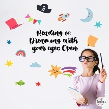 ¡Elige idioma! Leer es soñar - Vinilos decorativos para escuelas y bibliotecas