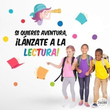 Tria idioma! Decoració escoles i instituts en català - Llença't a la lectura - Vinils amb frases per a escoles i instituts